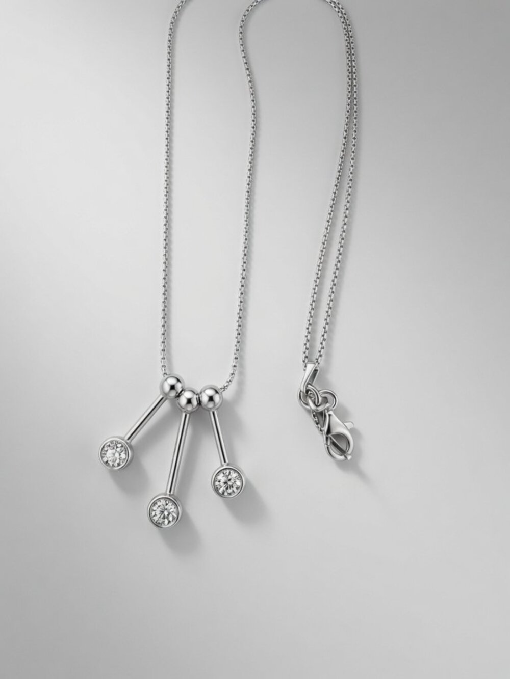 Uno A Erre 1✷AE 925 Sterling Silver CZ Three Drop Pendant Necklace Vintage 4.04g